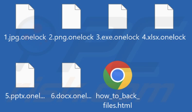 Files encrypted by Onelock ransomware (.onelock extension)