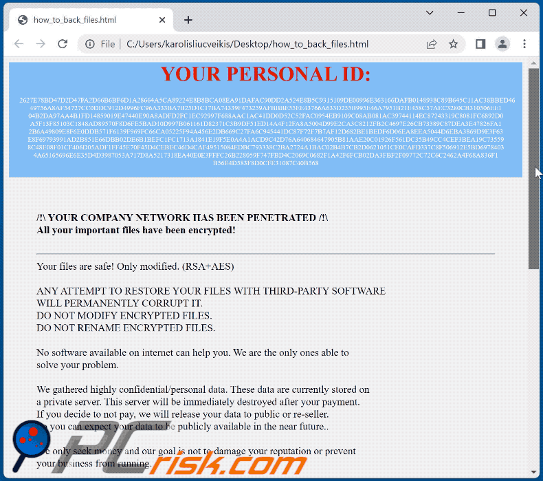 AXLocker ransomware doesn't change files' extensions