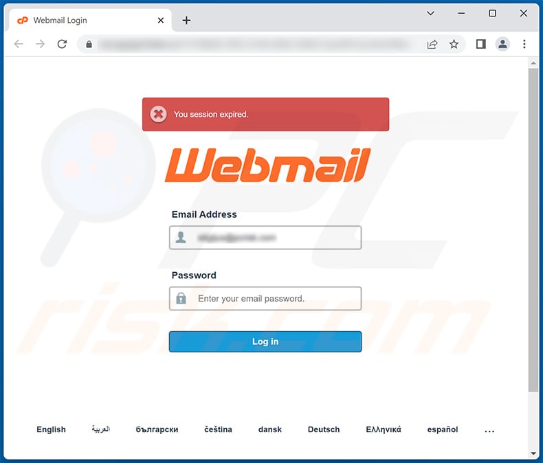 Phishing site promoted using Your password has expired email scam (2022-11-22)