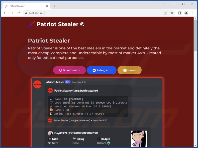 Patriot malware promoted online