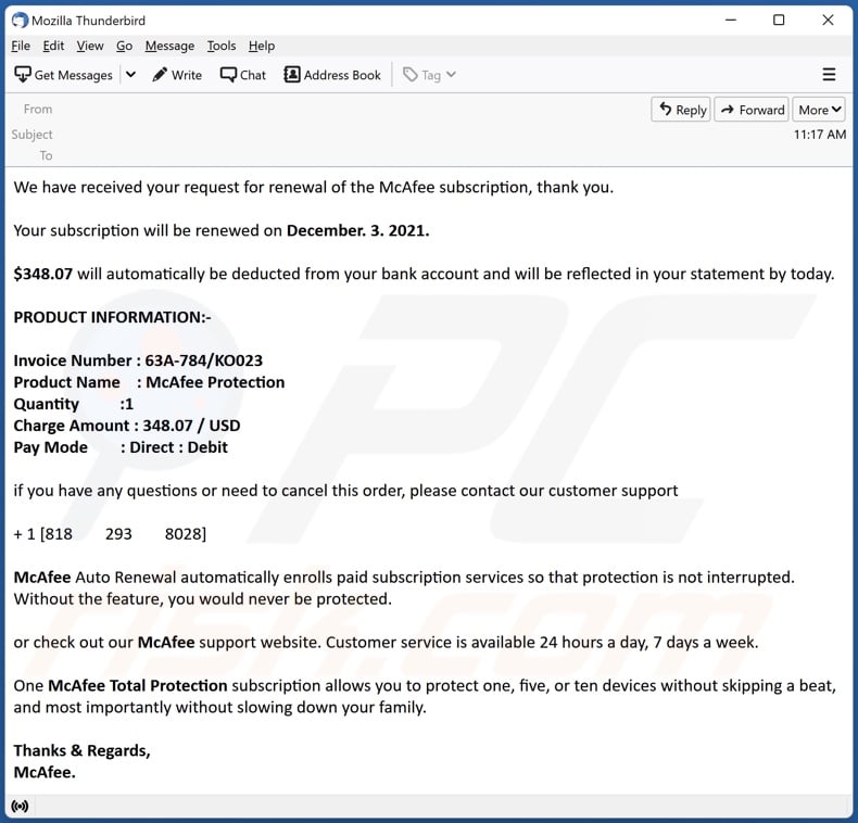 McAfee Subscription Has Expired Email Scam Removal And, 59 OFF