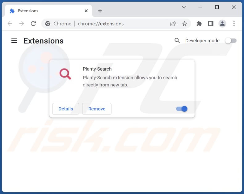 Removing planty-search.com related Google Chrome extensions