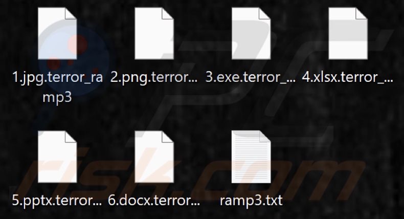 Files encrypted by RAMP ransomware (.terror_ramp3 extension)