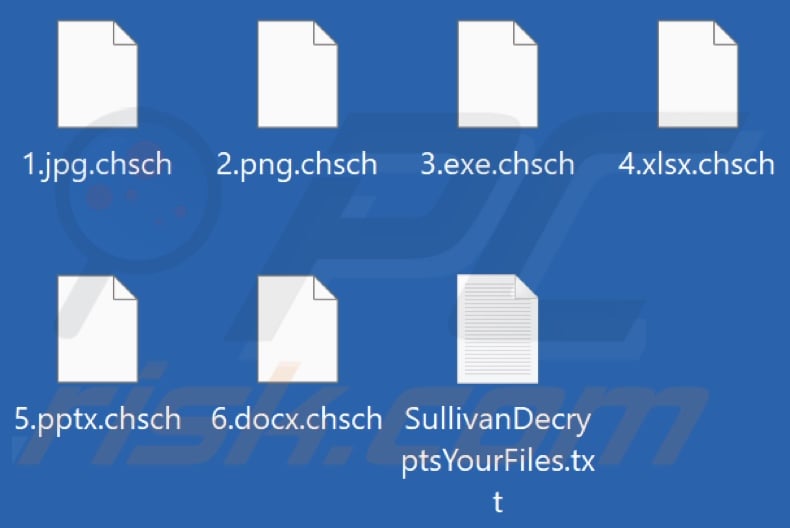 Files encrypted by RansomBoggs ransomware (.chsch extension)