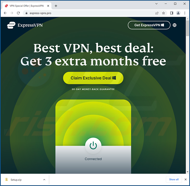 Fake Express VPN website used to spread RedLine Stealer malware
