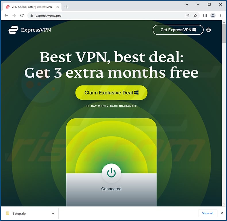 Fake Express VPN website used to spread RedLine Stealer malware