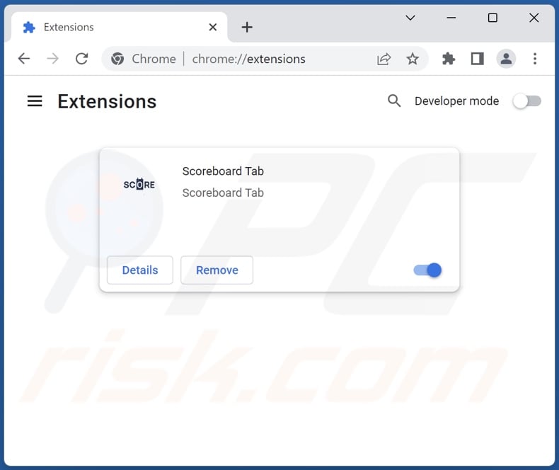 Removing Scoreboard Tab related Google Chrome extensions