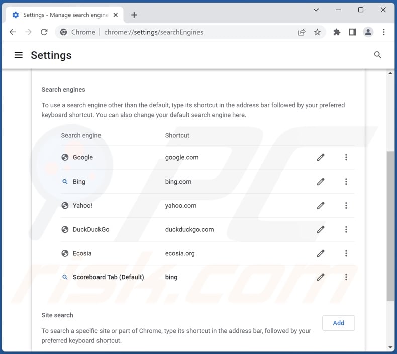 Changing Google Chrome default search engine