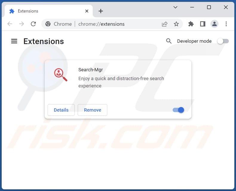 Removing searchmgr.online related Google Chrome extensions