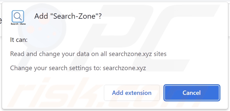 Search-Zone browser hijacker asking for permissions