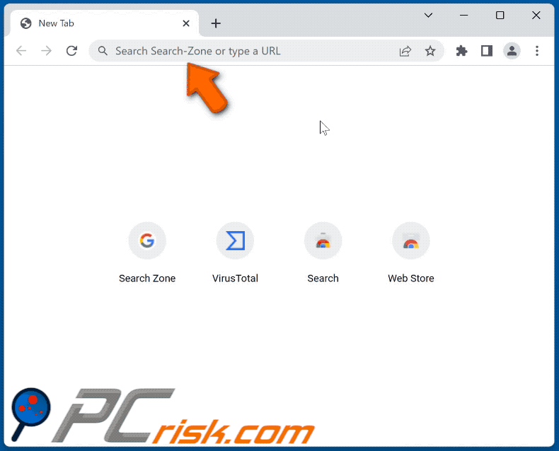 Search-Zone browser hijacker redirecting to Google (GIF)