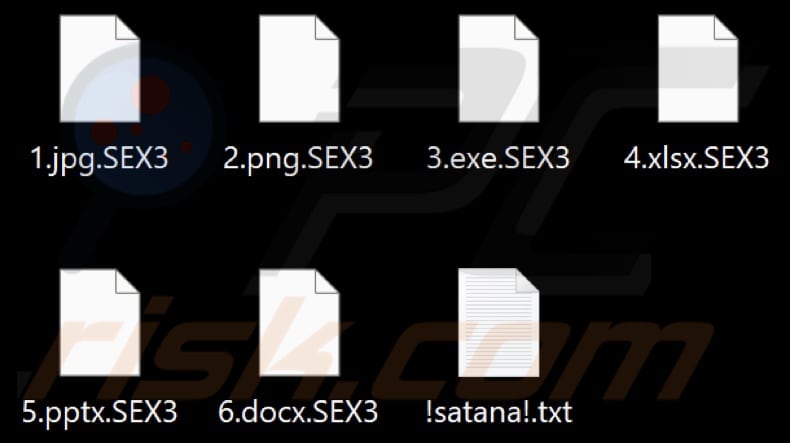 Files encrypted by SEX3 ransomware (.SEX3 extension)