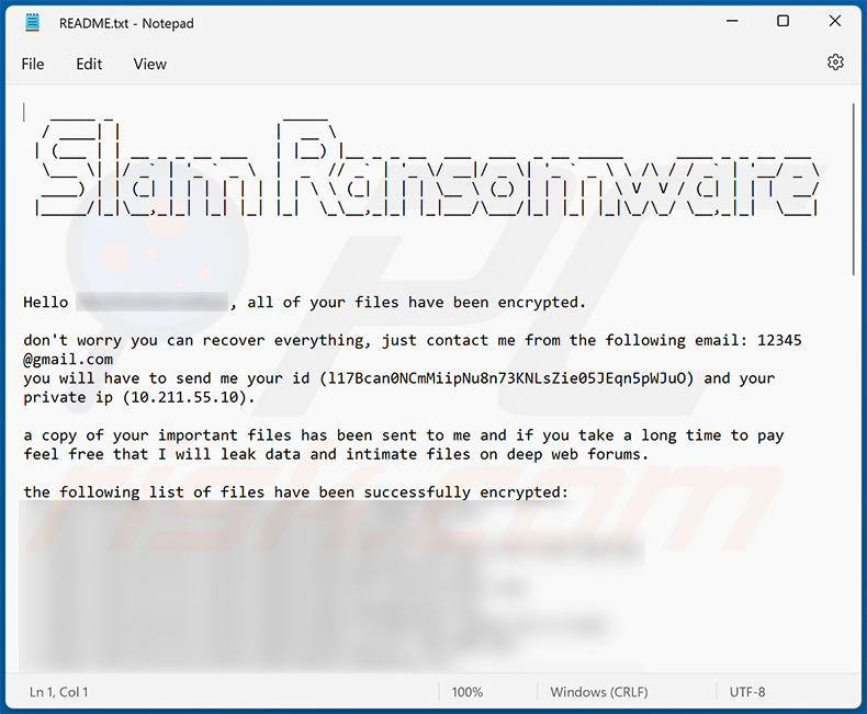 SLAM ransomware text file (README.txt)