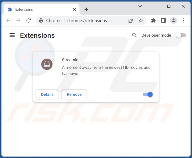 Removing Streamic adware from Google Chrome step 2