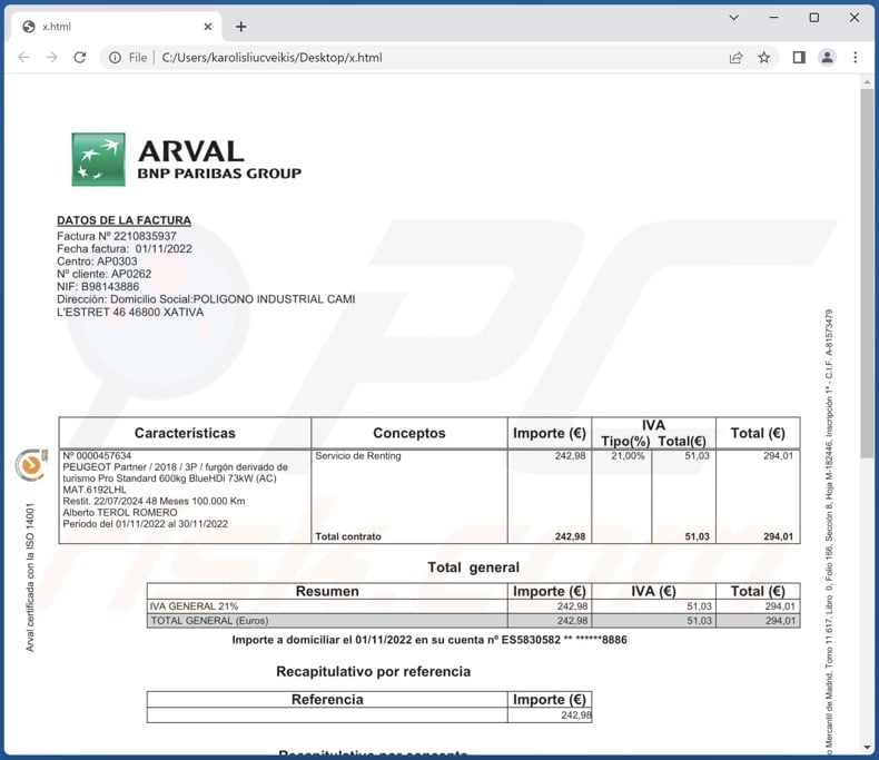 StrelaStealer malware displayed decoy document