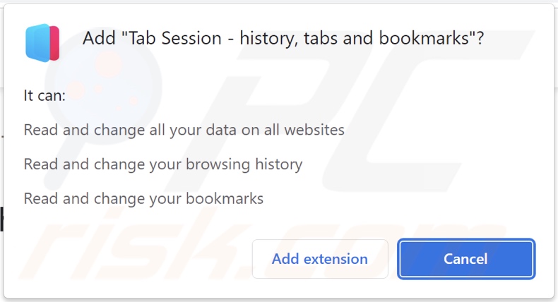 Tab Session adware asking for permissions