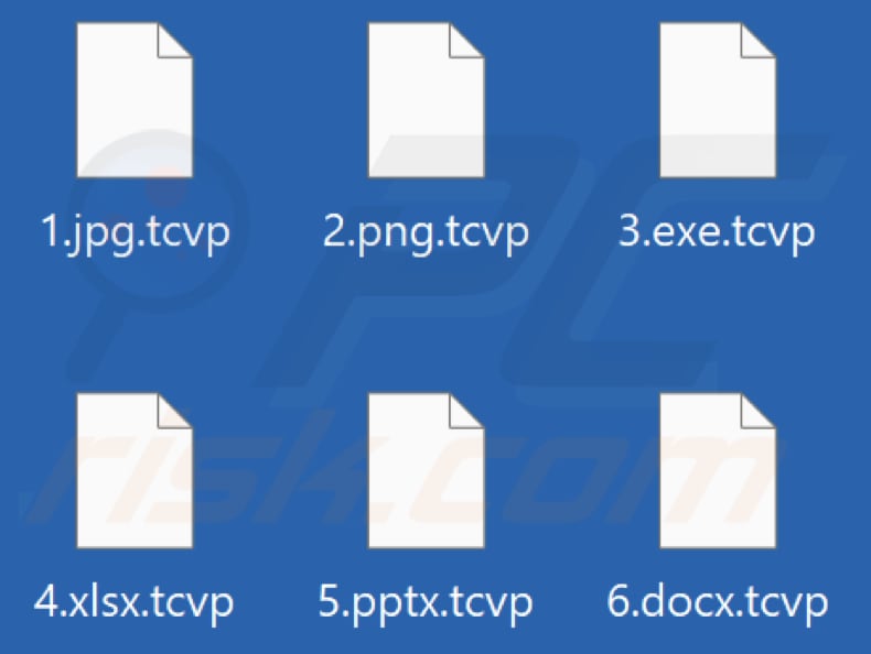 Files encrypted by Tcvp ransomware (.tcvp extension)