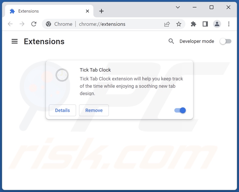 Removing search.ticktabclock.net related Google Chrome extensions