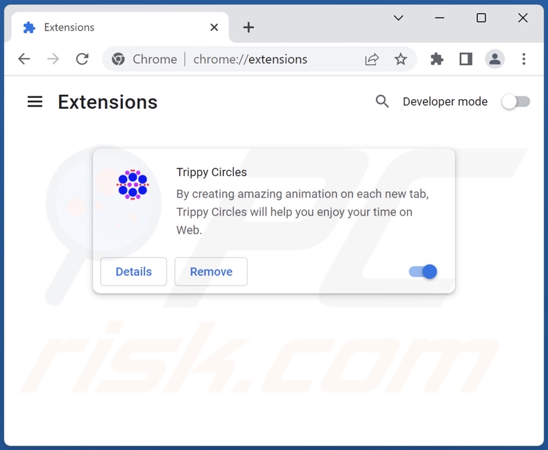 Removing trippycircles.net related Google Chrome extensions