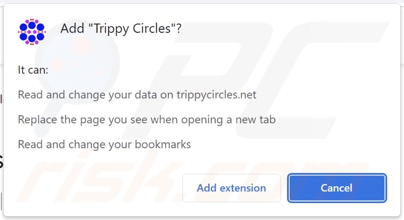 Trippy Circles browser hijacker asking for permissions
