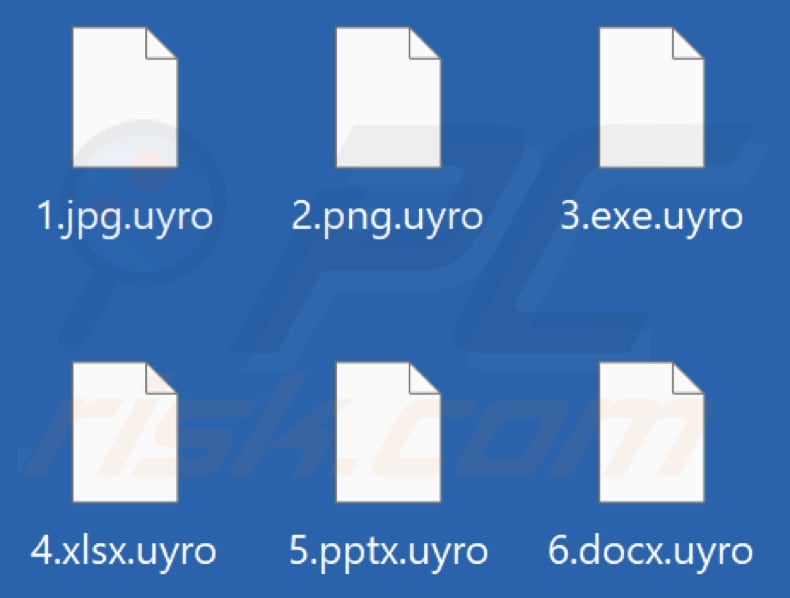 Files encrypted by Uyro ransomware (.uyro extension)