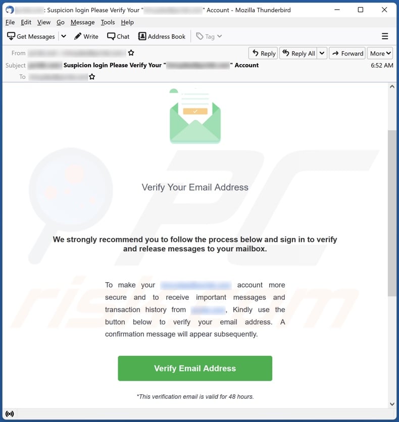 Verify Your Email Address email spam campaign