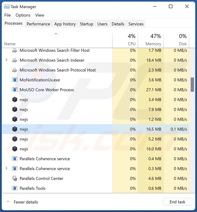 videos adware nwjs proccess in task manager