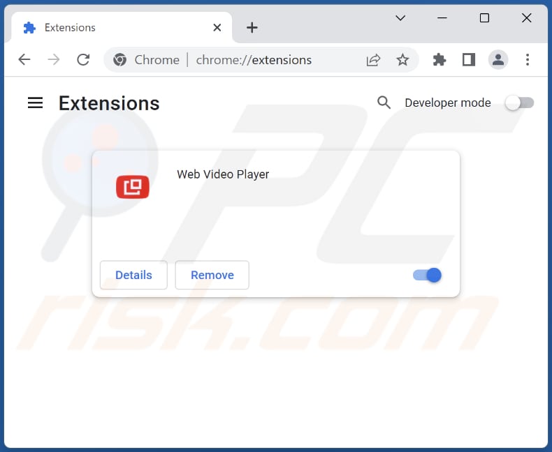 Removing Web Video Player adware from Google Chrome step 2