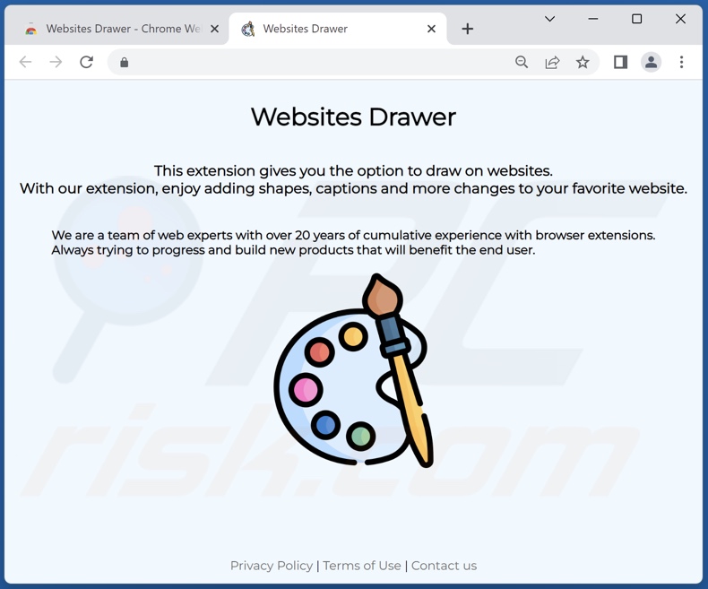Website promoting Websites Drawer adware