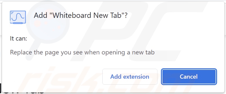 Whiteboard New Tab browser hijacker asking for permissions