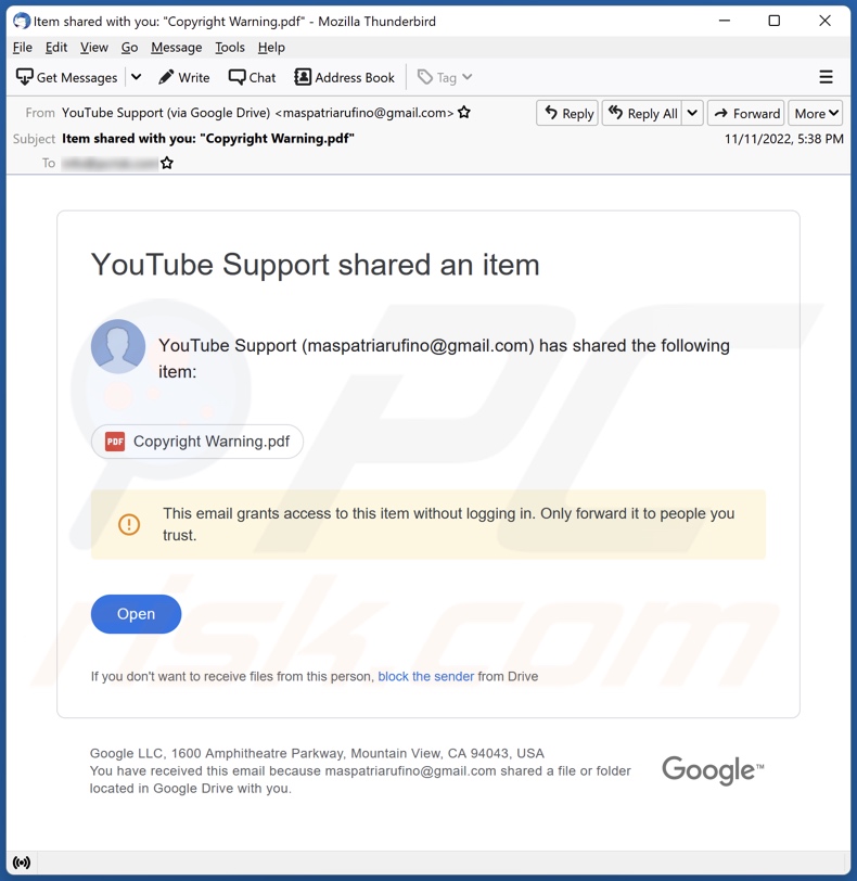 Y uTub Supp rt Shared An Item Email Scam Removal And Recovery Steps 