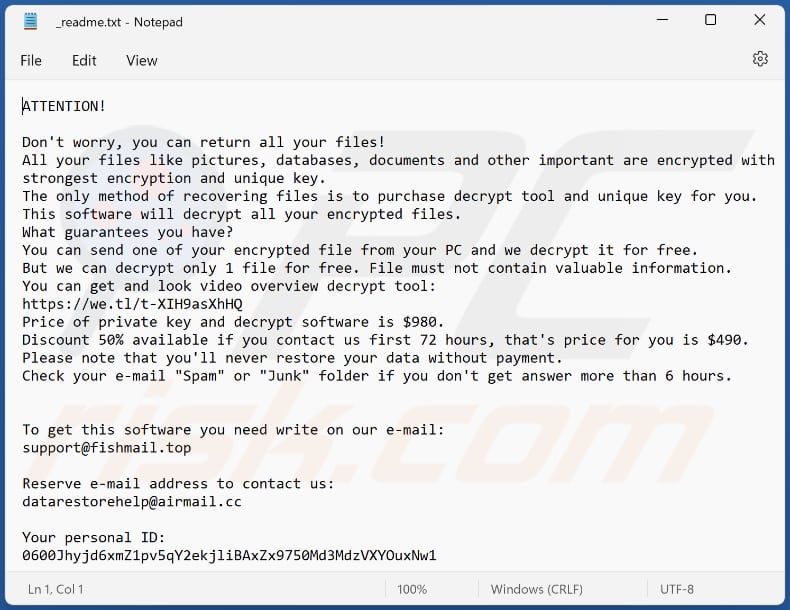 Zate ransomware text file (.zate)