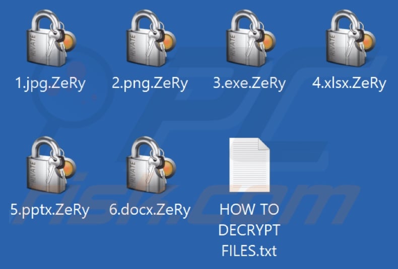 Files encrypted by ZeRy ransomware (.ZeRy extension)