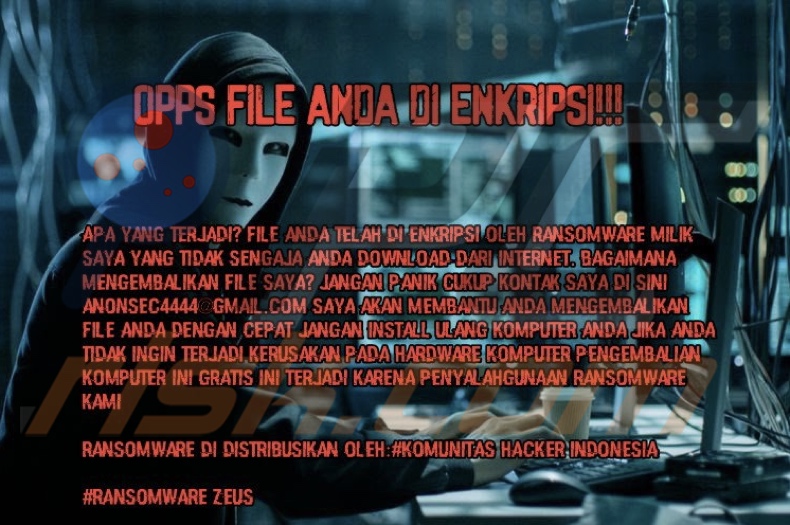 ZEUS (Chaos) ransomware wallpaper