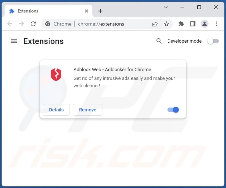 Removing Adblock Web ads from Google Chrome step 2
