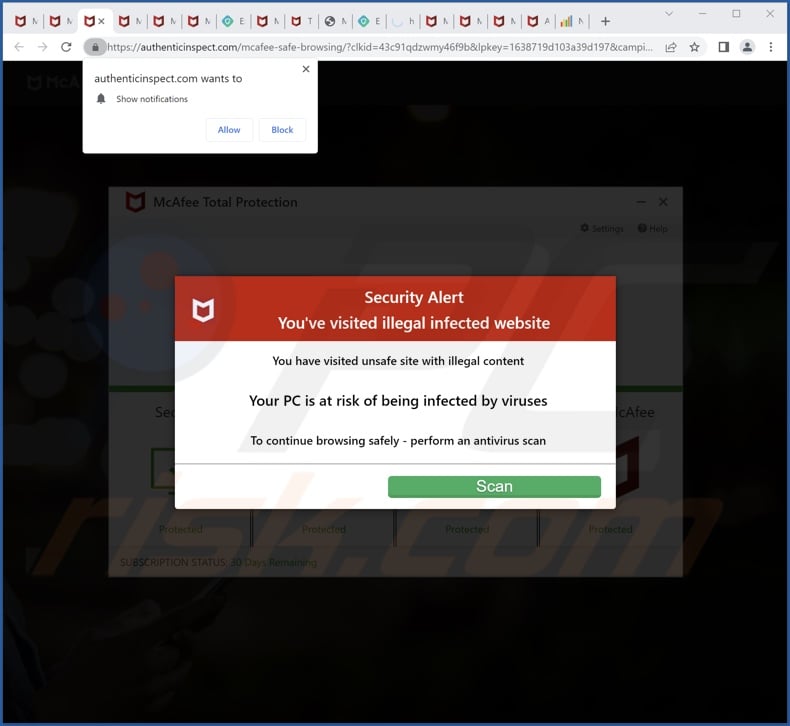 authenticinspect[.]com pop-up redirects