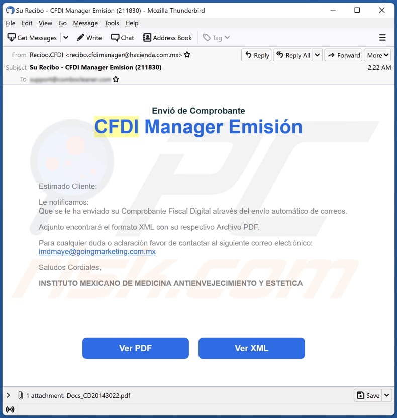 CFDI Manager Emisión scam email
