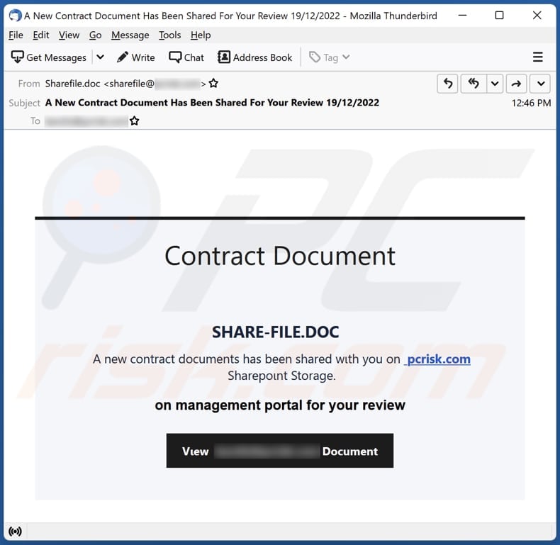 Contract Document email scam
