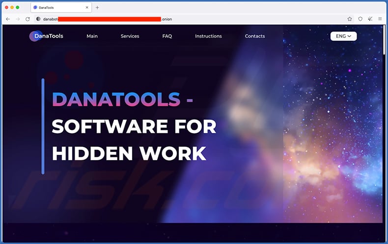 DanaBot malware-promotion site in Tor network