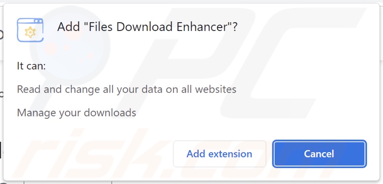 Files Download Enhancer adware asking for permissions