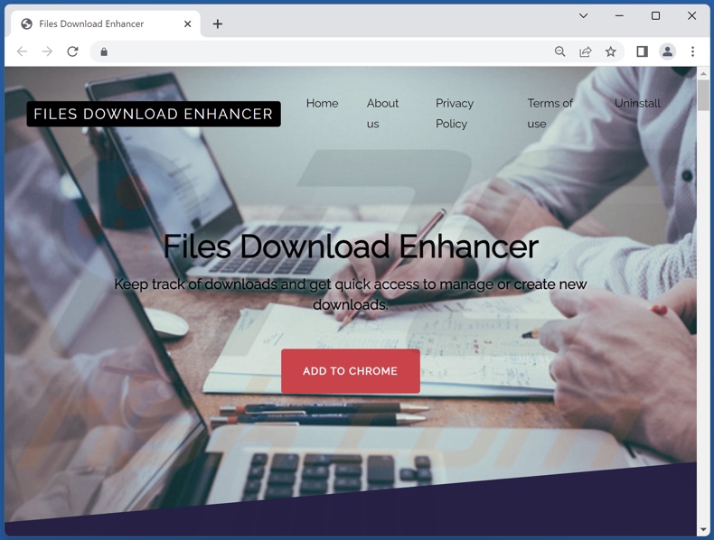 Website promoting Files Download Enhancer adware