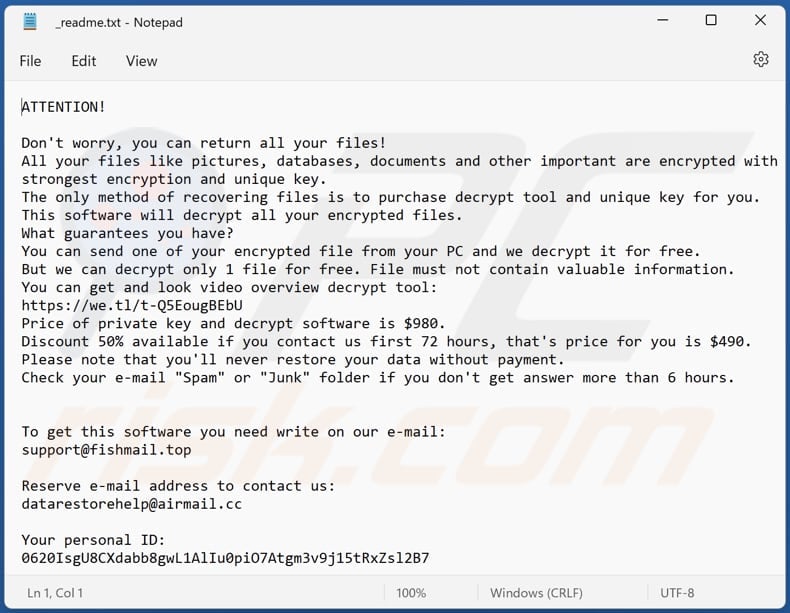 Isal ransomware text file (_readme.txt)