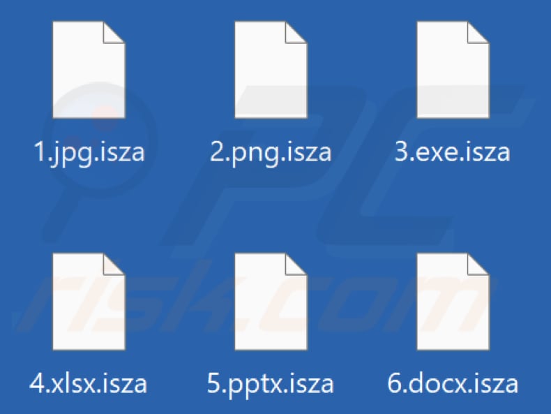 Files encrypted by Isza ransomware (.isza extension)