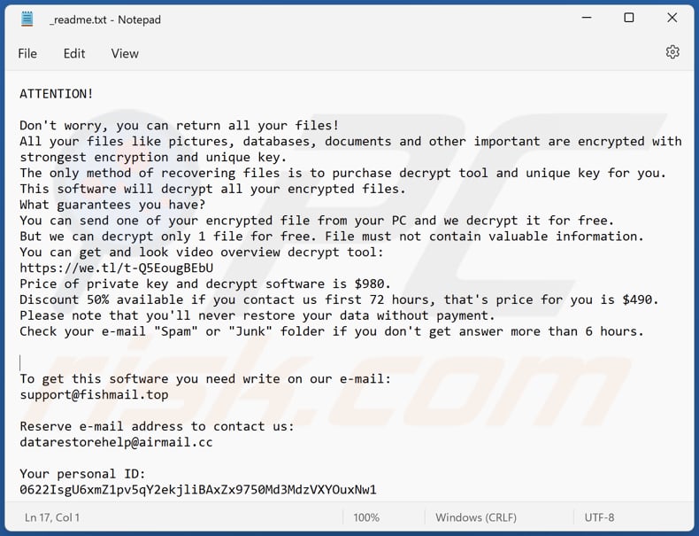 Isza ransomware text file (_readme.txt)
