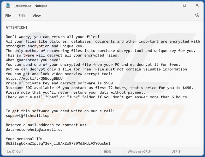 Isza ransomware text file (_readme.txt)