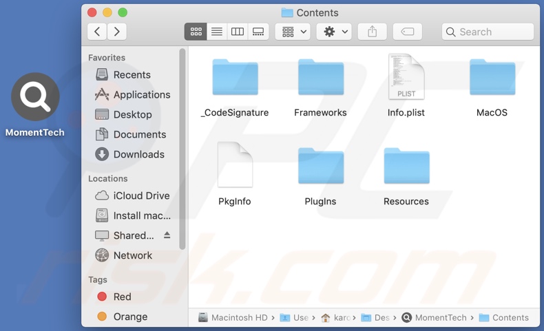 MomentTech adware install folder