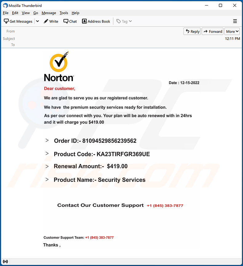 Norton Subscription Will Renew Today Email Scam Removal And 53 OFF