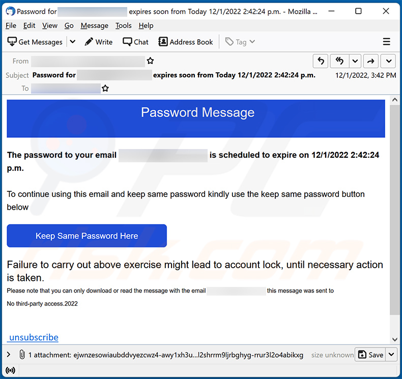 Password Is Scheduled To Expire spam email (2022-12-02)