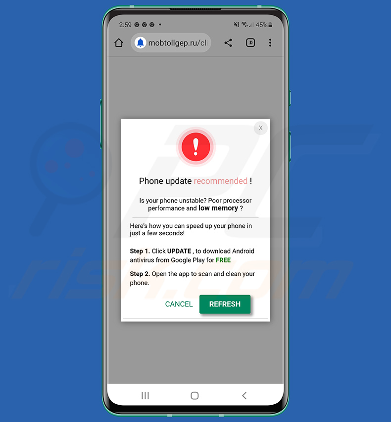 Phone Update Recommended Android scam (2022-12-22)
