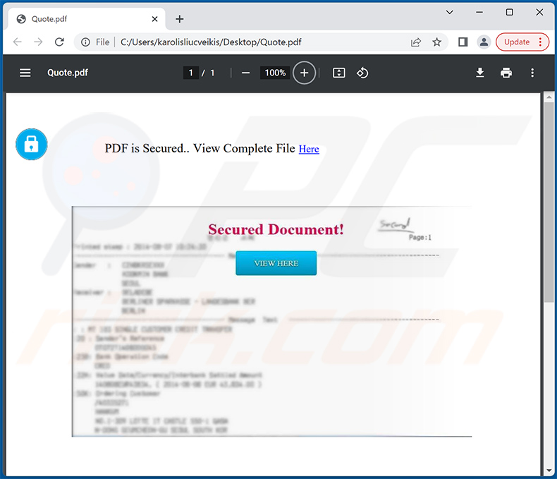 Malicious PDF document distributed via Purchase order-themed spam email (2022-12-06)